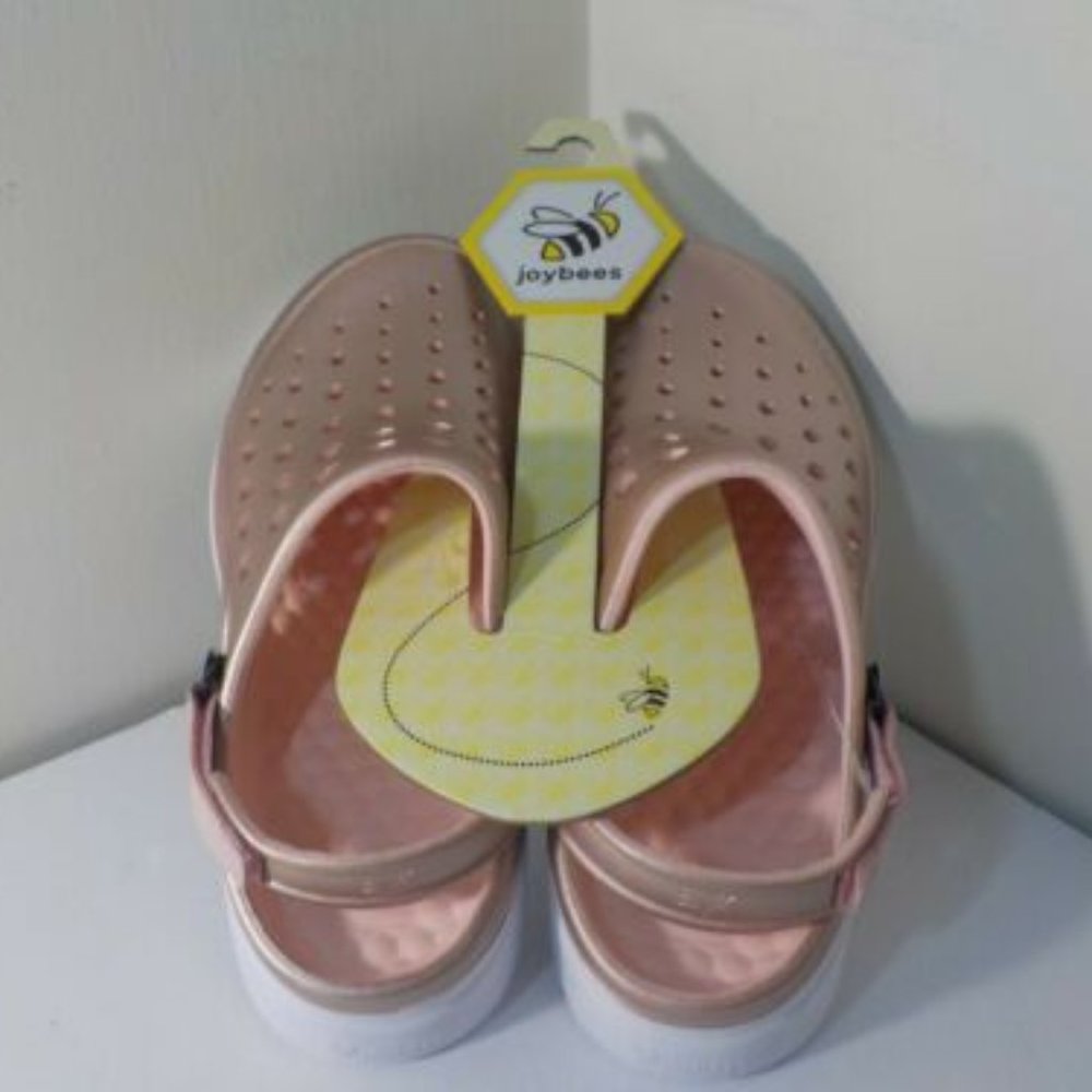 Joybees Modern Slip-on Clog for Women Sz. 8 W Adjustable Ankle Strap Rose Gold